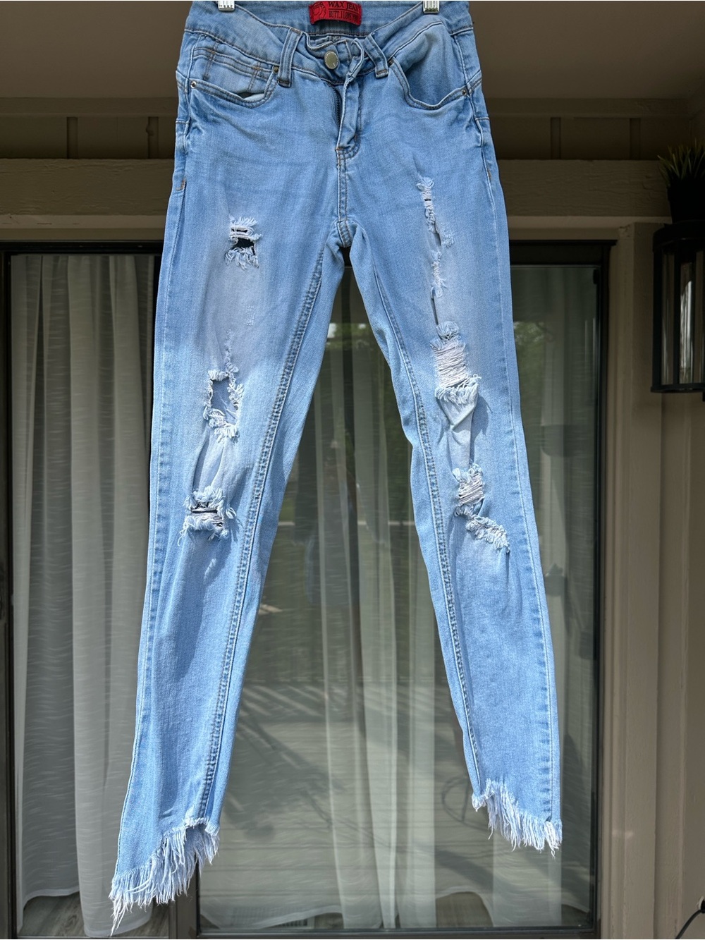 Wax Jean Light Blue Distressed Skinny Jeans